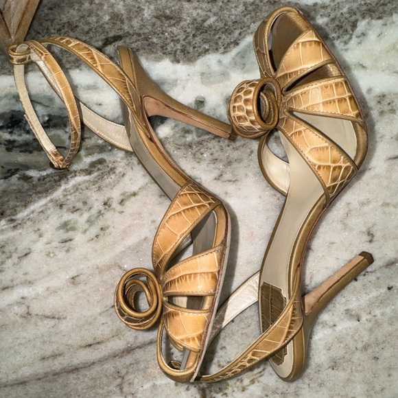 DIOR Embossed Ankle Strap Heel 38.5 - Picture 8 of 14